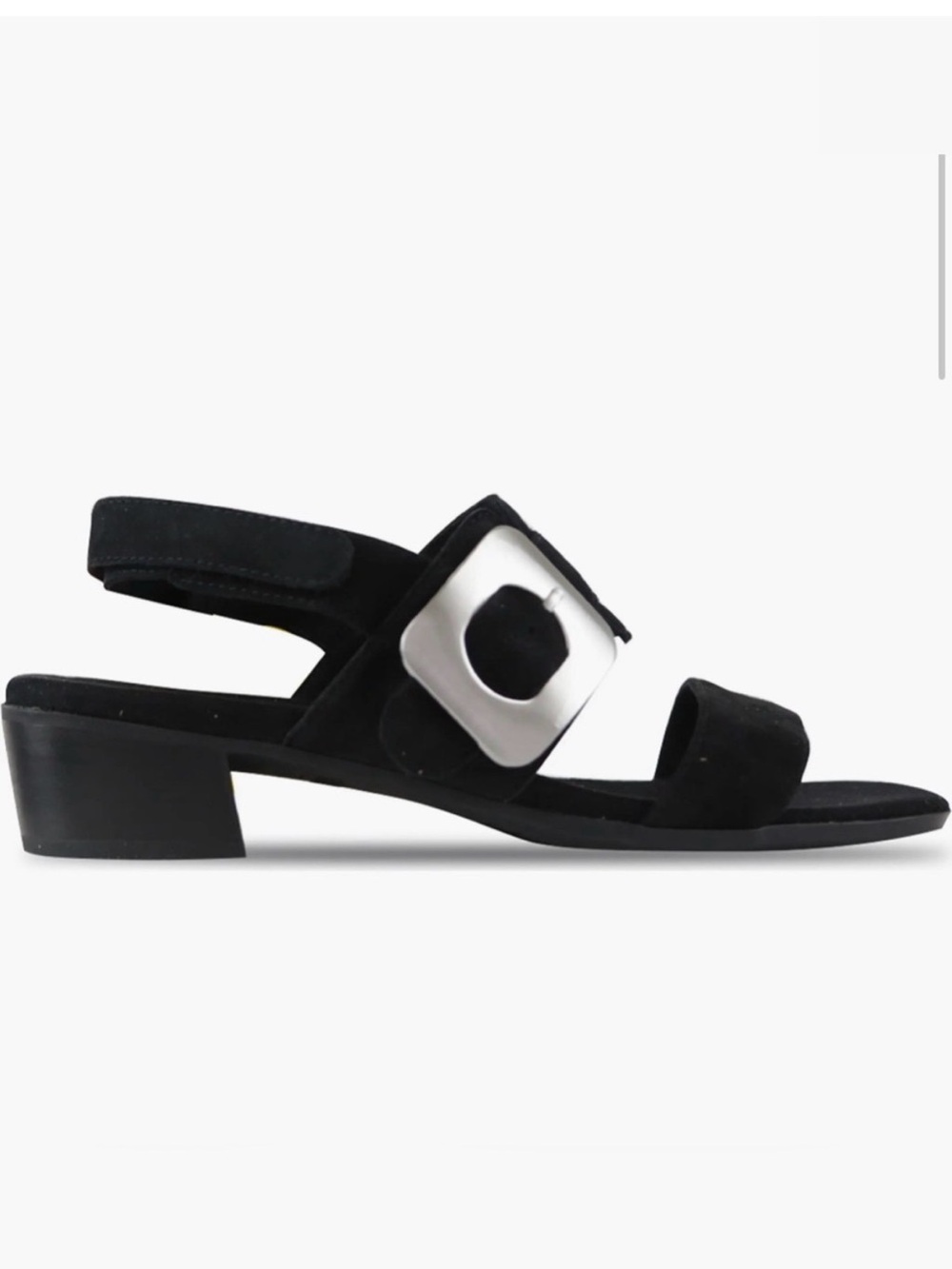 Munro Black Suede Slingback Sandal with Silver Accent